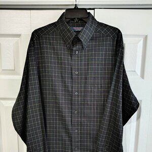 Men's Roundtree & Yorke Easy Care Black Check Oxford Long-Sleeve Shirt